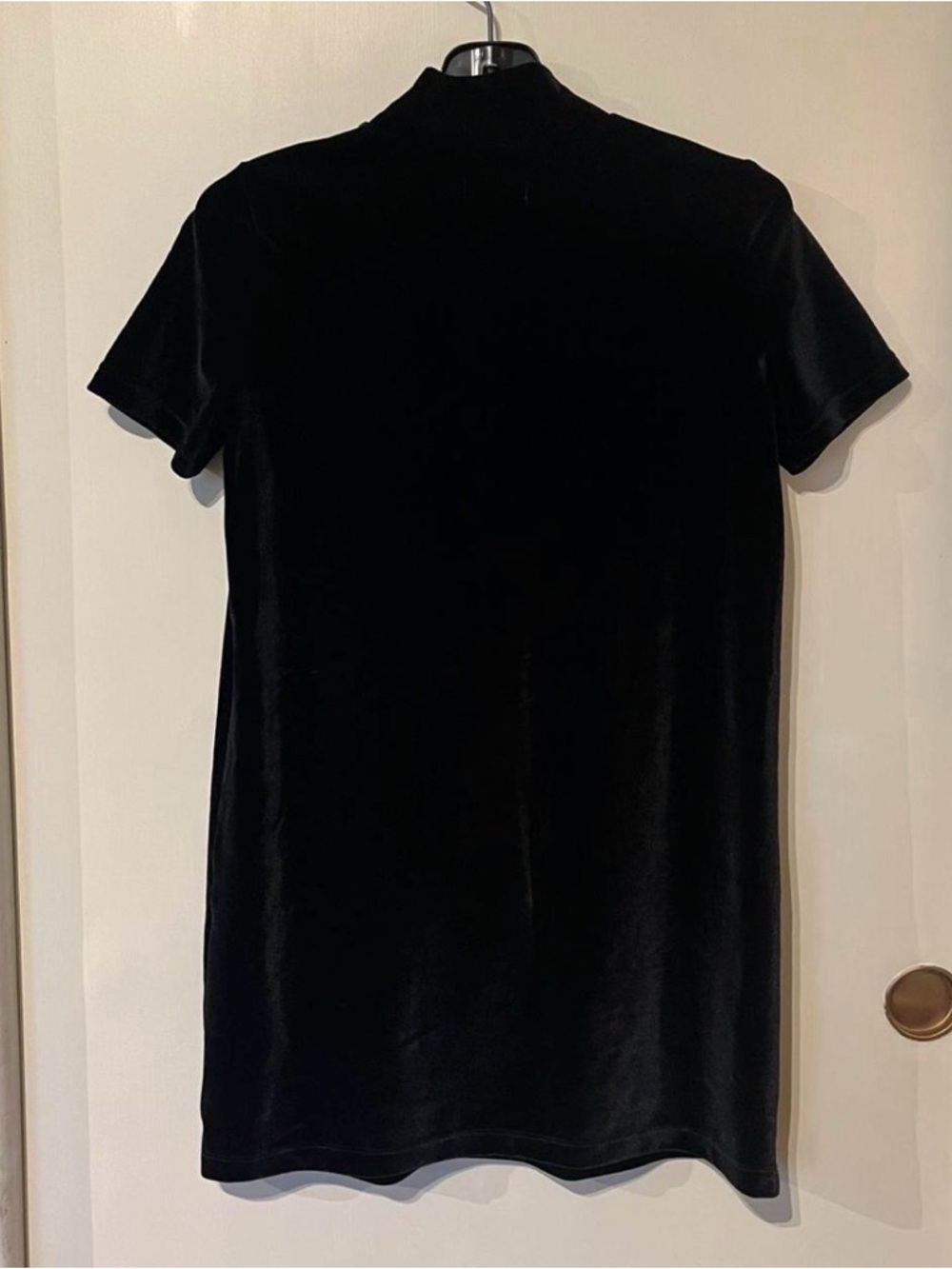 Madewell Black Velvet Short Sleeve Dress